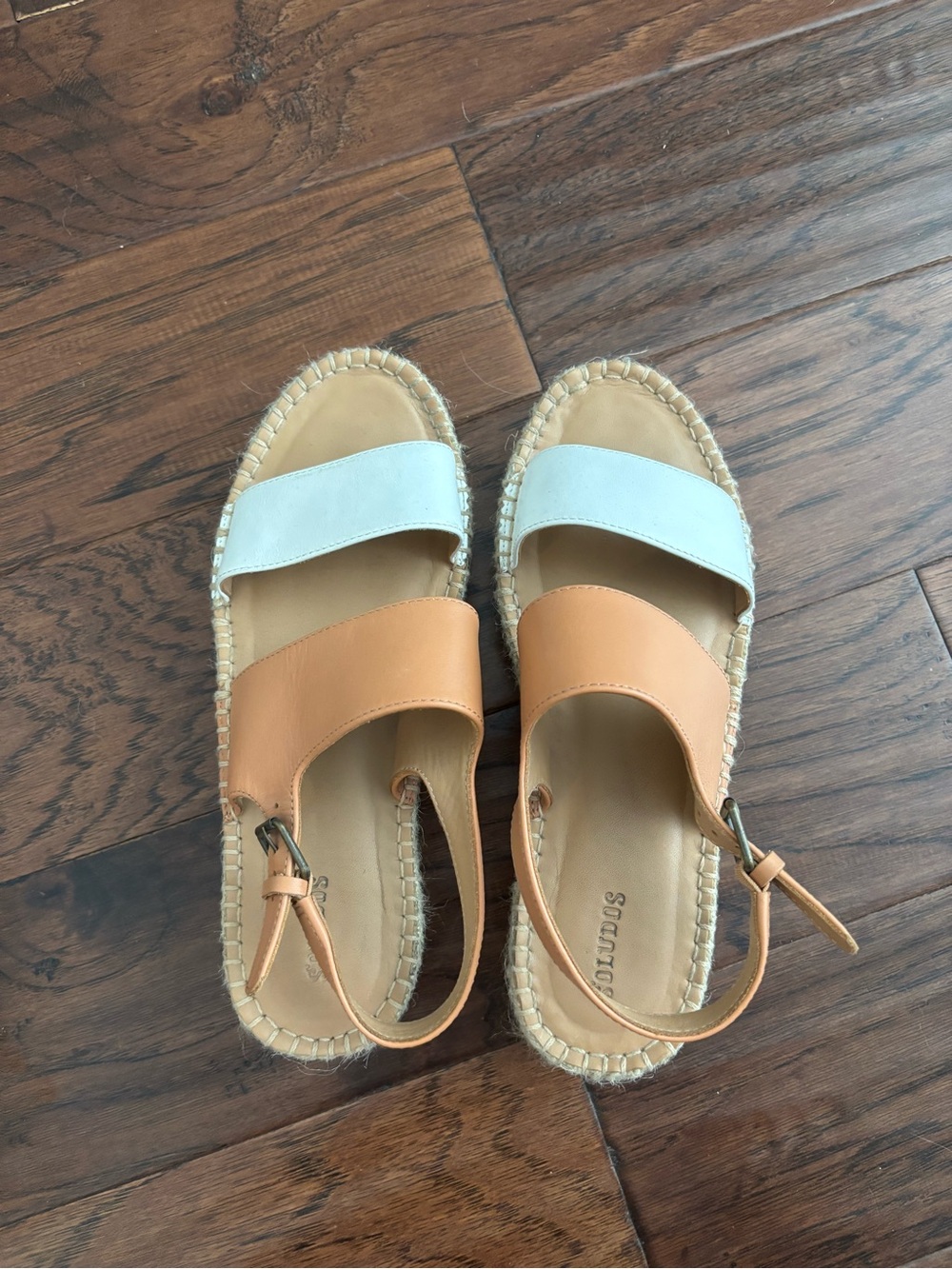 Soludos Two-Tone Espadrille Sandals in White and Tan
